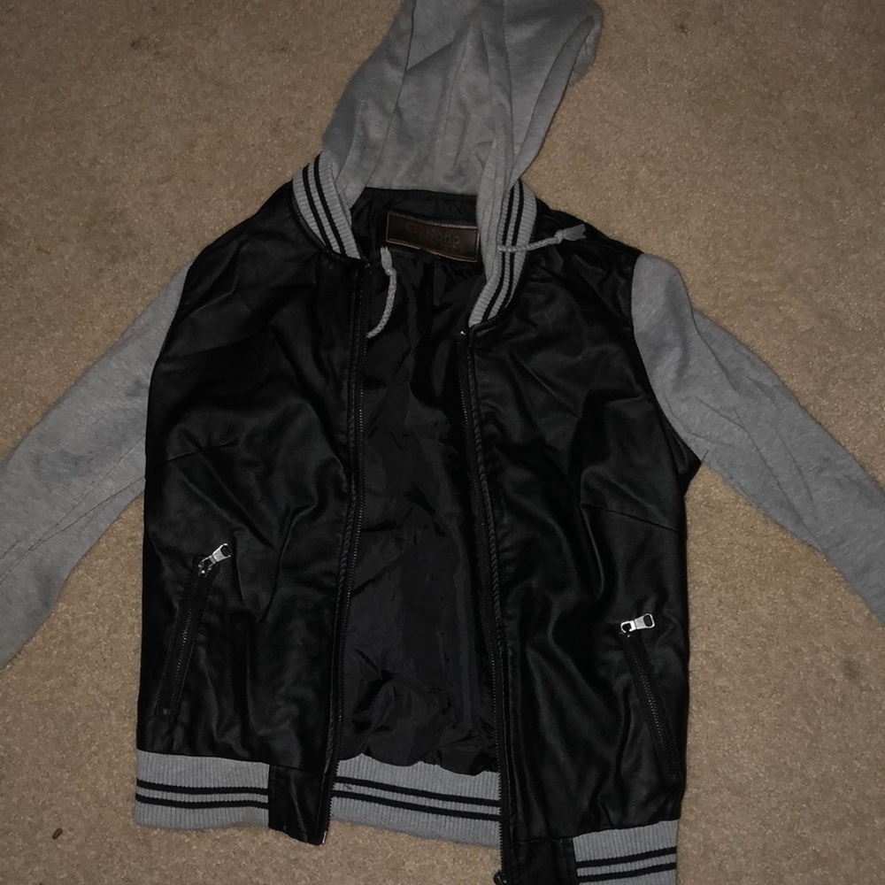 black leather jacket